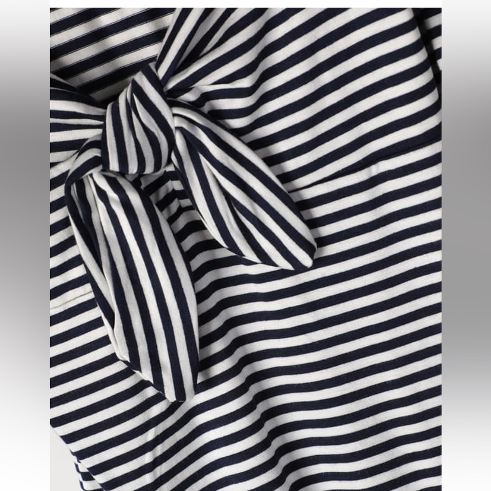 NWT Lulu’s Tie Fidelity Navy Blue and White Striped
Tie-Front Bodysuit - Picture 4 of 10